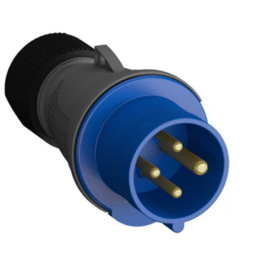 Støpsel, rundstift, 4P hann, blå, 230V, 16A, IP44, 316EP